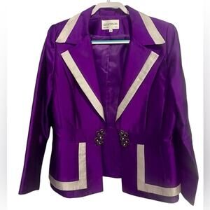 Lily & Taylor Purple Wool Silk Blazer Size 12
